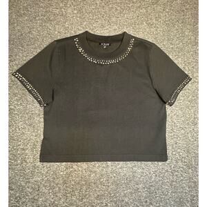 J.Crew Relaxed Crystal-Embellished Cropped T-Shirt Size M EUC